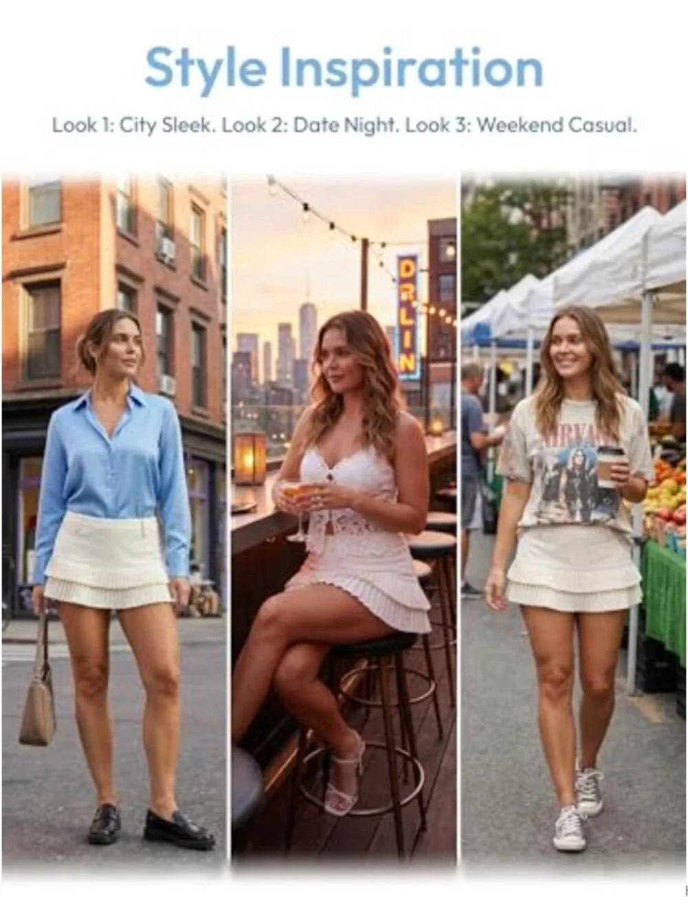 Ruffle Pleated Low Rise Mini Skirt with Built-in Shorts Y2K Concert Skort